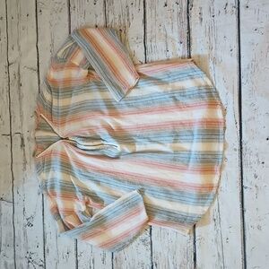 Soft Surroundings Red White Blue Cotton Zip V Neck 3/4 Sleeve Tunic Top M